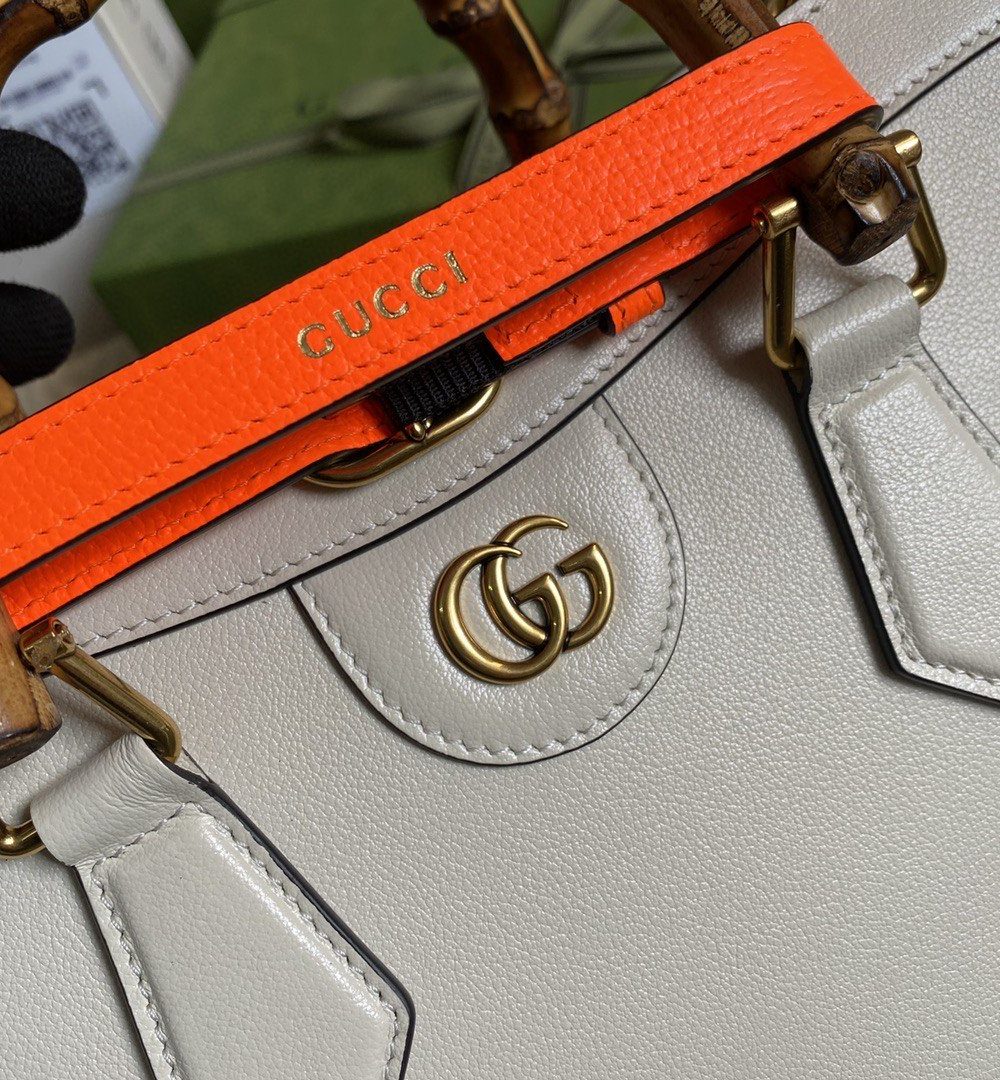 1:1 Replica Gucci Diana Small Tote Bag White For Women 11in/27cm GG 702721 U3ZDT 9196