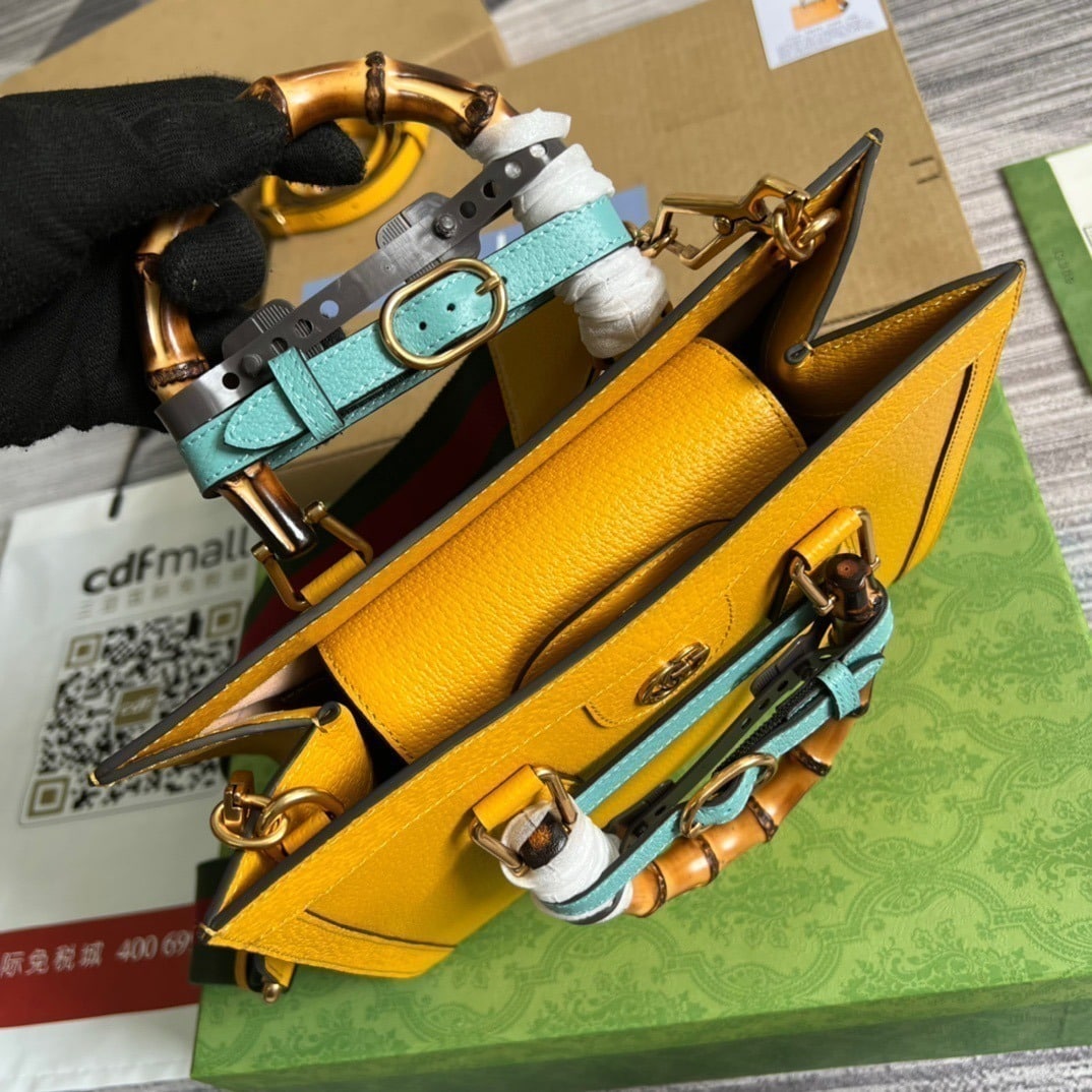 1:1 Replica Gucci Diana Small Tote Bag Yellow For Women, Women's Bags 11in/27cm GG - Image 3