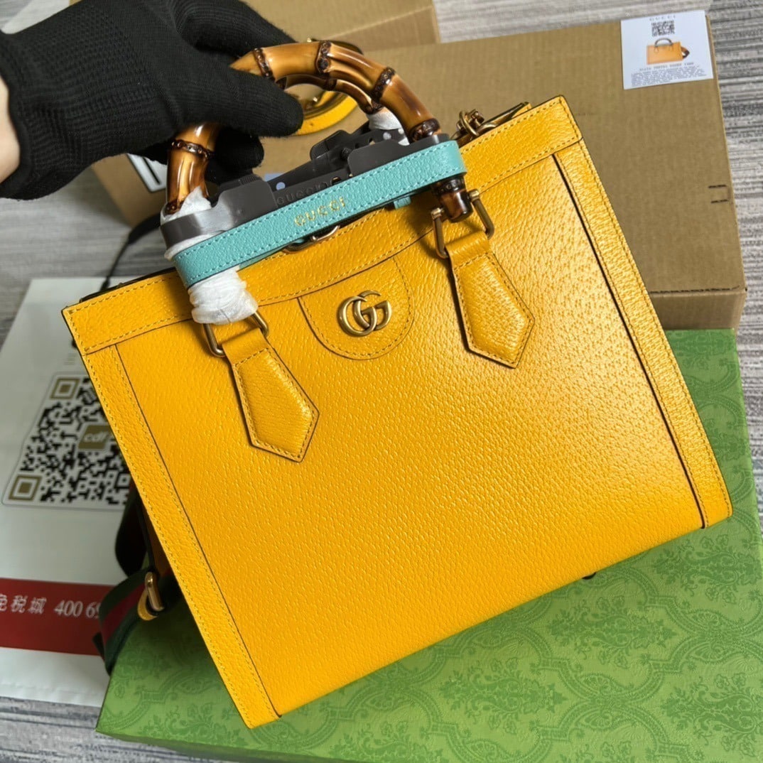 1:1 Replica Gucci Diana Small Tote Bag Yellow For Women, Women's Bags 11in/27cm GG - Image 5