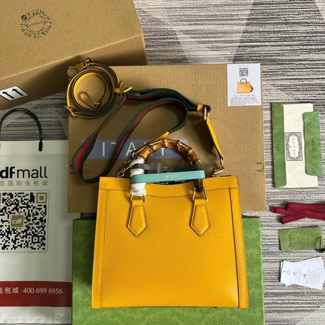 1:1 Replica Gucci Diana Small Tote Bag Yellow For Women, Women's Bags 11in/27cm GG - Image 8