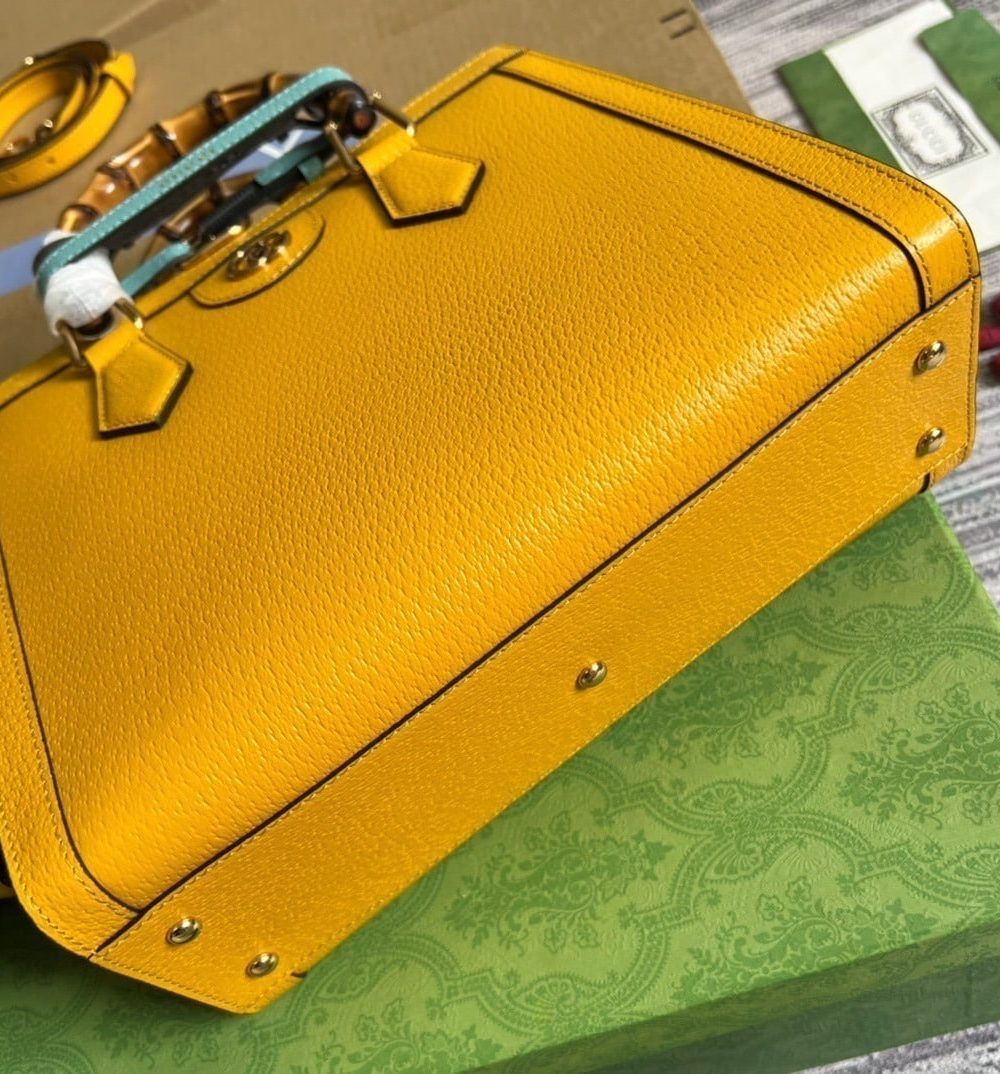 1:1 Replica Gucci Diana Small Tote Bag Yellow For Women, Women's Bags 11in/27cm GG ‎