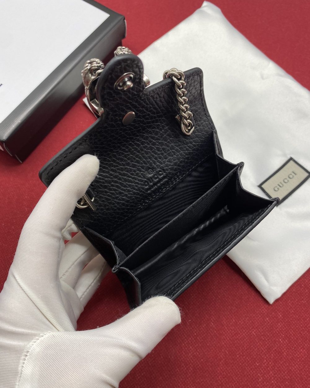 1:1 Replica Gucci Dionysus Black Chain Super Mini Bags For Women 11cm/4.3 GC