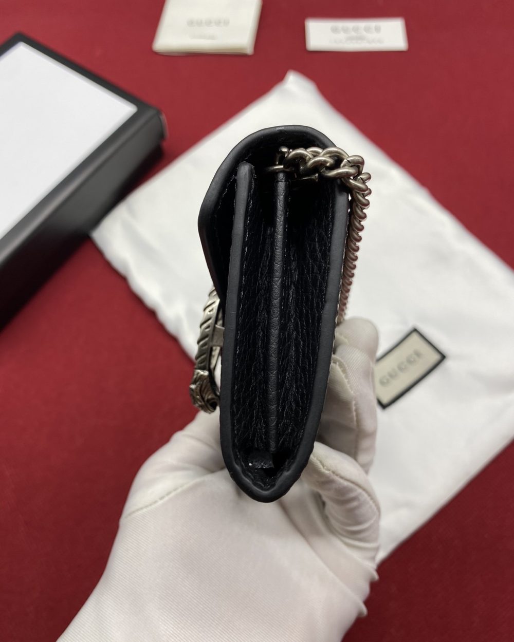 1:1 Replica Gucci Dionysus Black Chain Super Mini Bags For Women 11cm/4.3 GC