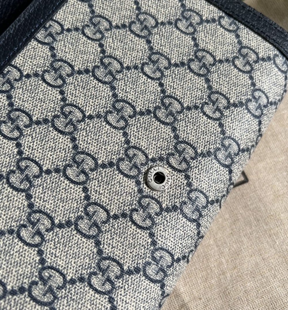 1:1 Replica Gucci Dionysus GG Chain Wallet Beige And Blue Supreme Canvas For Women 8in/20cm 401231 K9GSN 4075