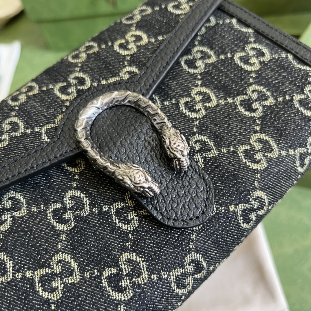 1:1 Replica Gucci Dionysus GG Mini Chain Bag Black And Ivory GG Denim Jacquard For Women 8in/20cm 401231 UN3BN 1274 - Image 5