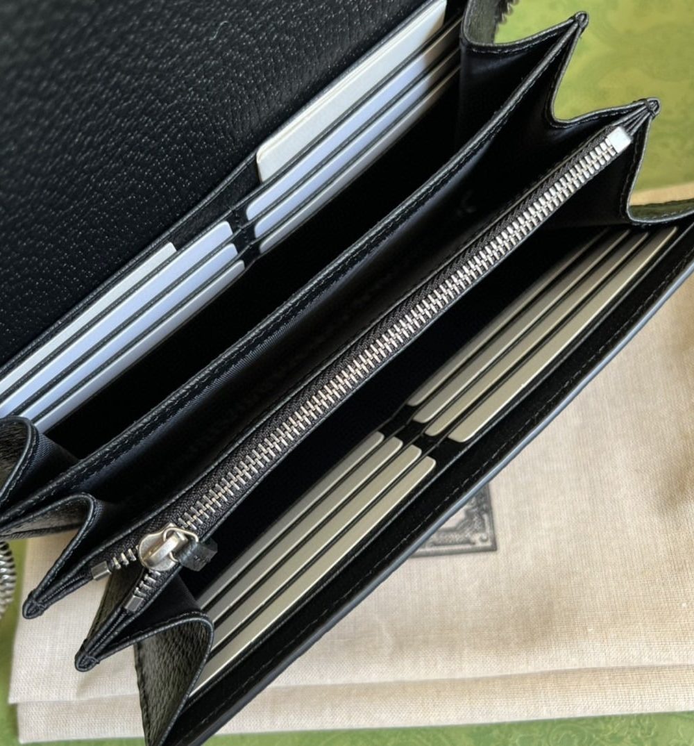 1:1 Replica Gucci Dionysus GG Mini Chain Bag Black And Ivory GG Denim Jacquard For Women 8in/20cm 401231 UN3BN 1274