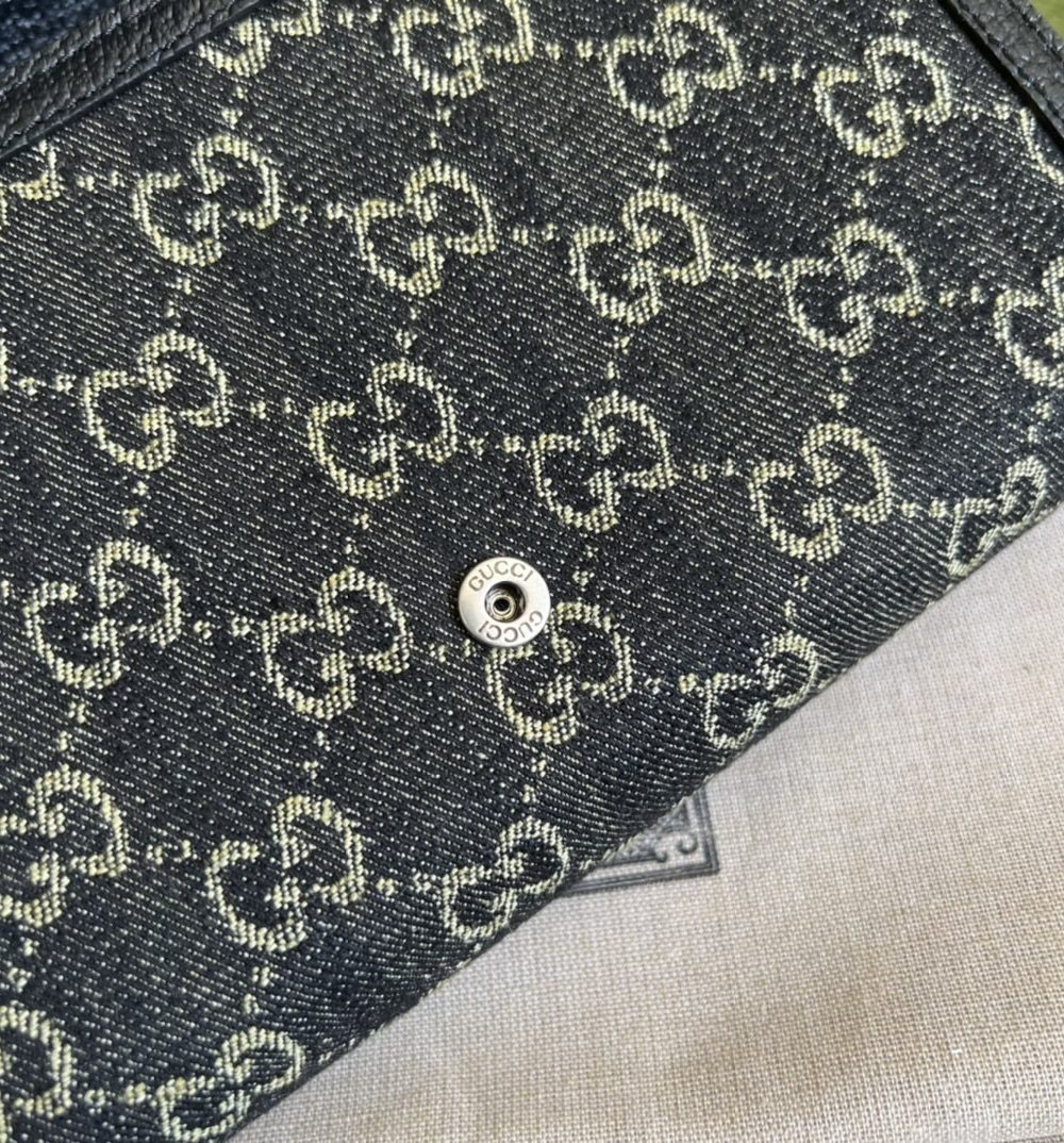 1:1 Replica Gucci Dionysus GG Mini Chain Bag Black And Ivory GG Denim Jacquard For Women 8in/20cm 401231 UN3BN 1274