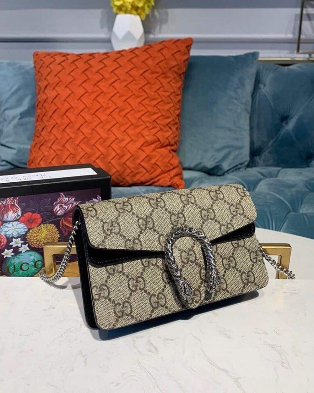 1:1 Replica Gucci Dionysus GG Supreme Super Mini Bag Canvas Beige For Women 6.5in/16.5cm GG 476432 KHNRN 8642