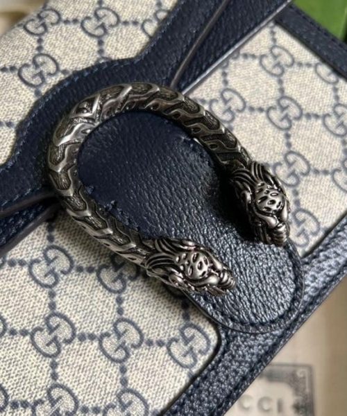 1:1 Replica Gucci Dionysus Mini Bag Beige And Blue GG Supreme Canvas For Women 7.5in/20cm