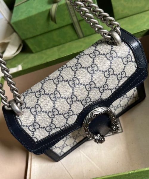 1:1 Replica Gucci Dionysus Mini Bag Beige And Blue GG Supreme Canvas For Women 7.5in/20cm