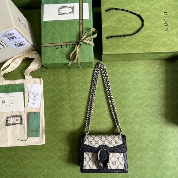 1:1 Replica Gucci Dionysus Mini Bag Beige And Blue GG Supreme Canvas For Women 7.5in/20cm - Image 8