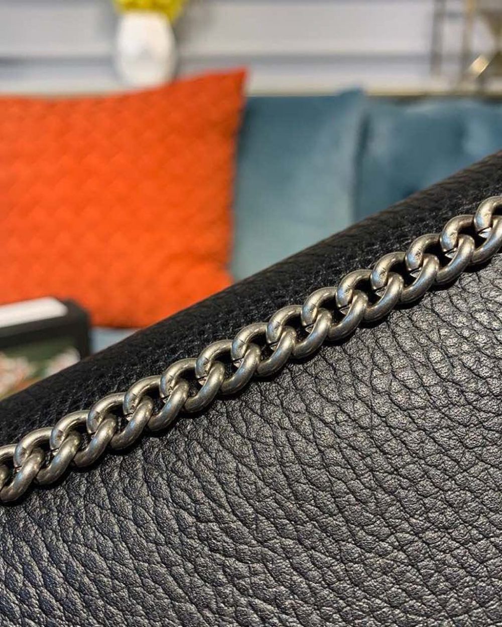 1:1 Replica Gucci Dionysus Mini Chain Bag Black Metal-Free Tanned For Women 8in/20cm GG 401231 CAOGN 8176