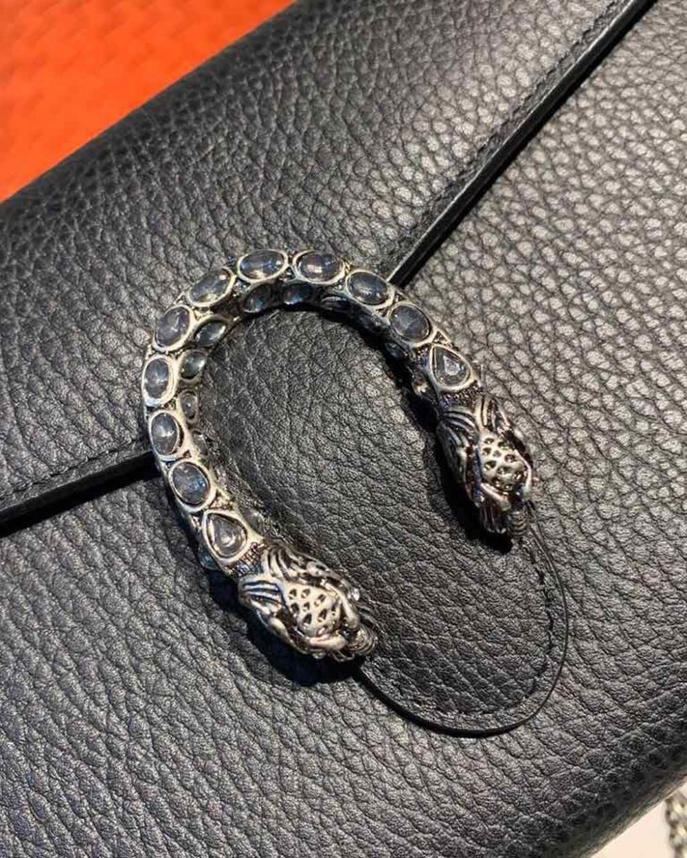 1:1 Replica Gucci Dionysus Mini Chain Bag Black Metal-Free Tanned For Women 8in/20cm GG 401231 CAOGN 8176