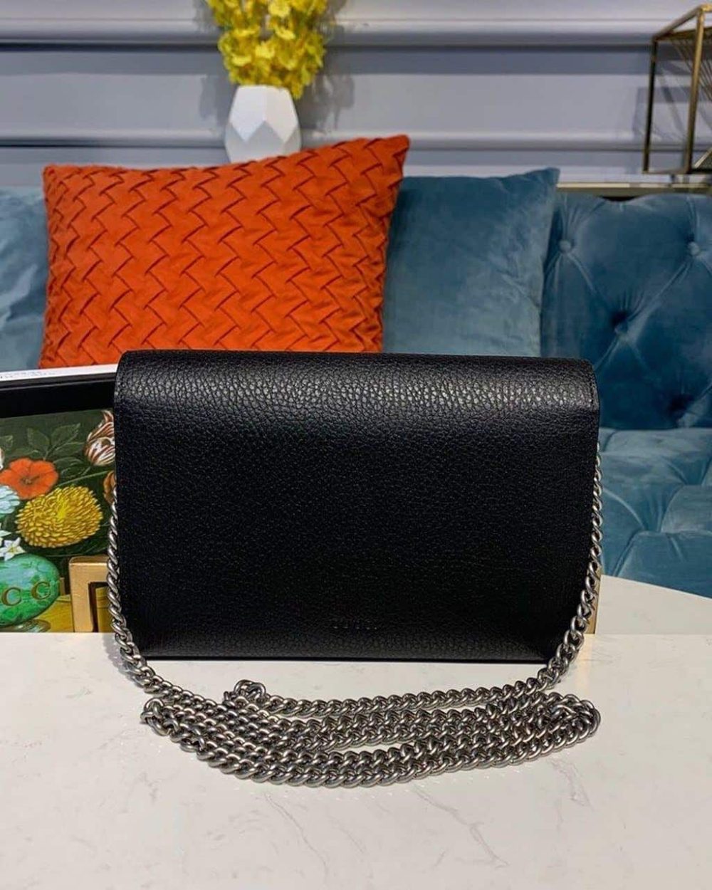 1:1 Replica Gucci Dionysus Mini Chain Bag Black Metal-Free Tanned For Women 8in/20cm GG 401231 CAOGN 8176