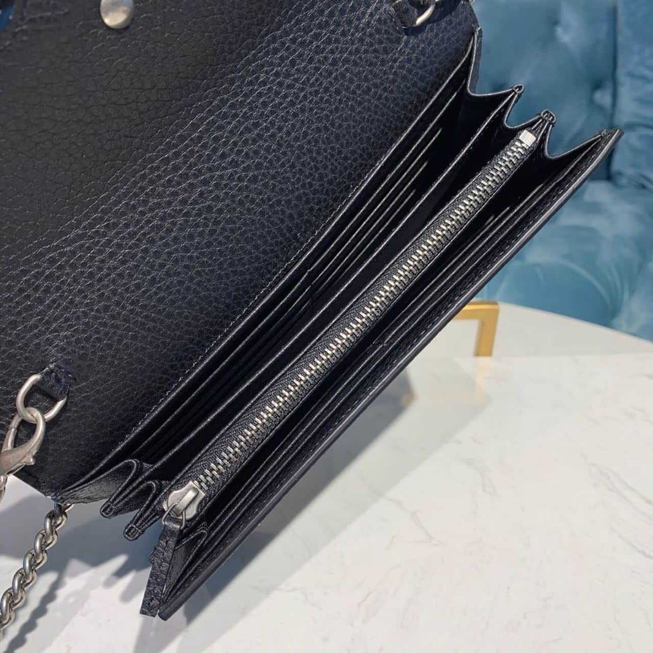 1:1 Replica Gucci Dionysus Mini Chain Bag Black Metal-Free Tanned For Women 8in/20cm GG 401231 CAOGN 8176 - Image 10