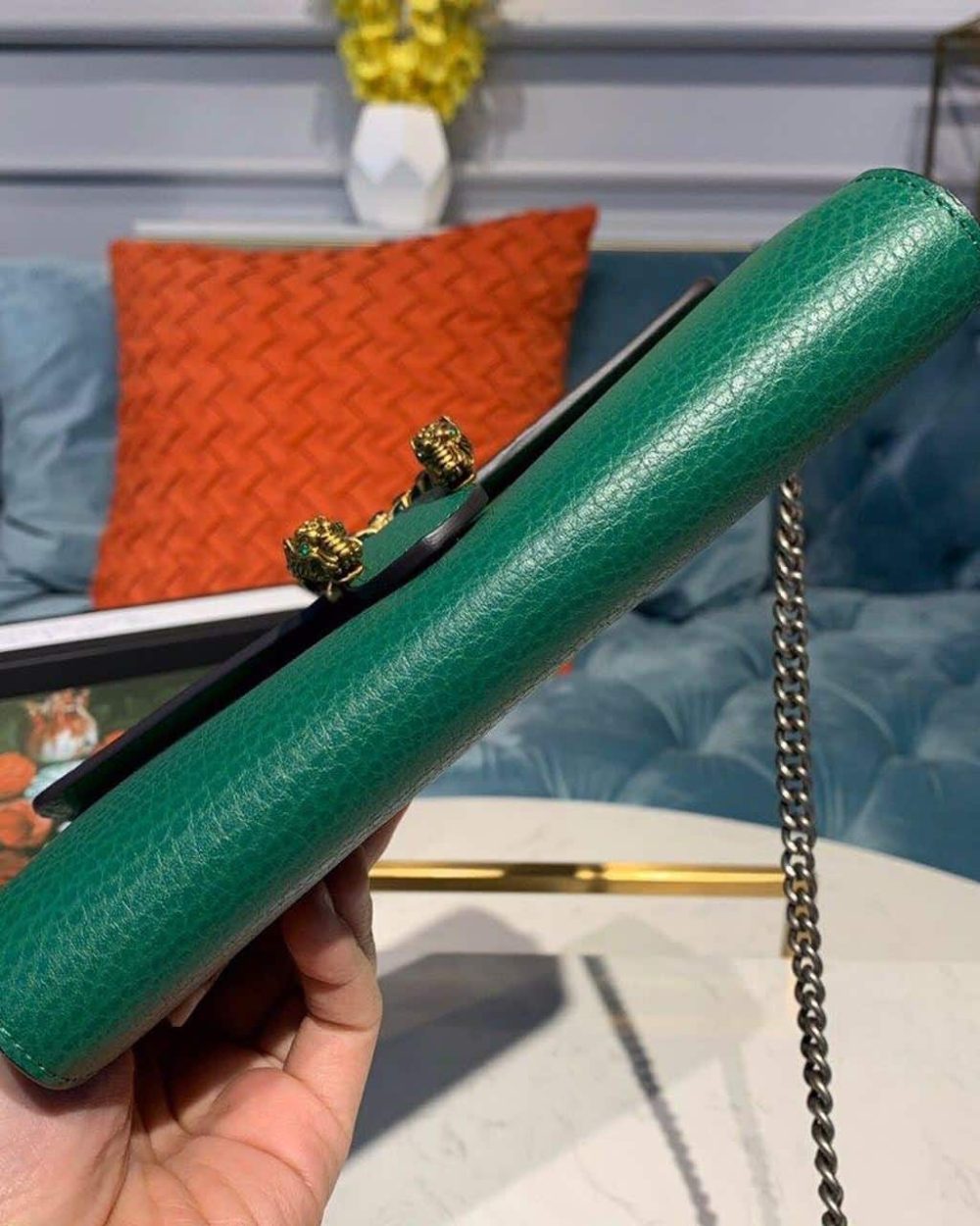 1:1 Replica Gucci Dionysus Mini Chain Bag Emerald Green Metal-Free Tanned For Women 8in/20cm GG 401231 CAOGX 3120