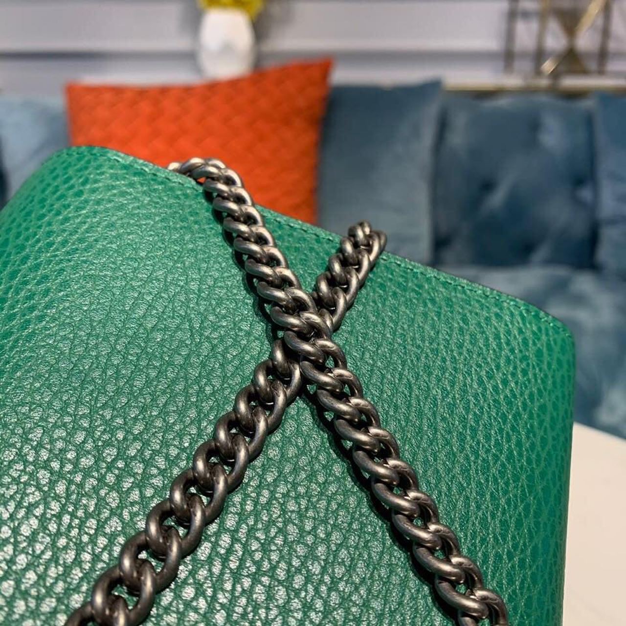 1:1 Replica Gucci Dionysus Mini Chain Bag Emerald Green Metal-Free Tanned For Women 8in/20cm GG 401231 CAOGX 3120 - Image 8