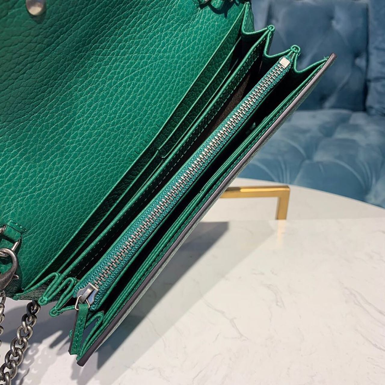 1:1 Replica Gucci Dionysus Mini Chain Bag Emerald Green Metal-Free Tanned For Women 8in/20cm GG 401231 CAOGX 3120 - Image 9
