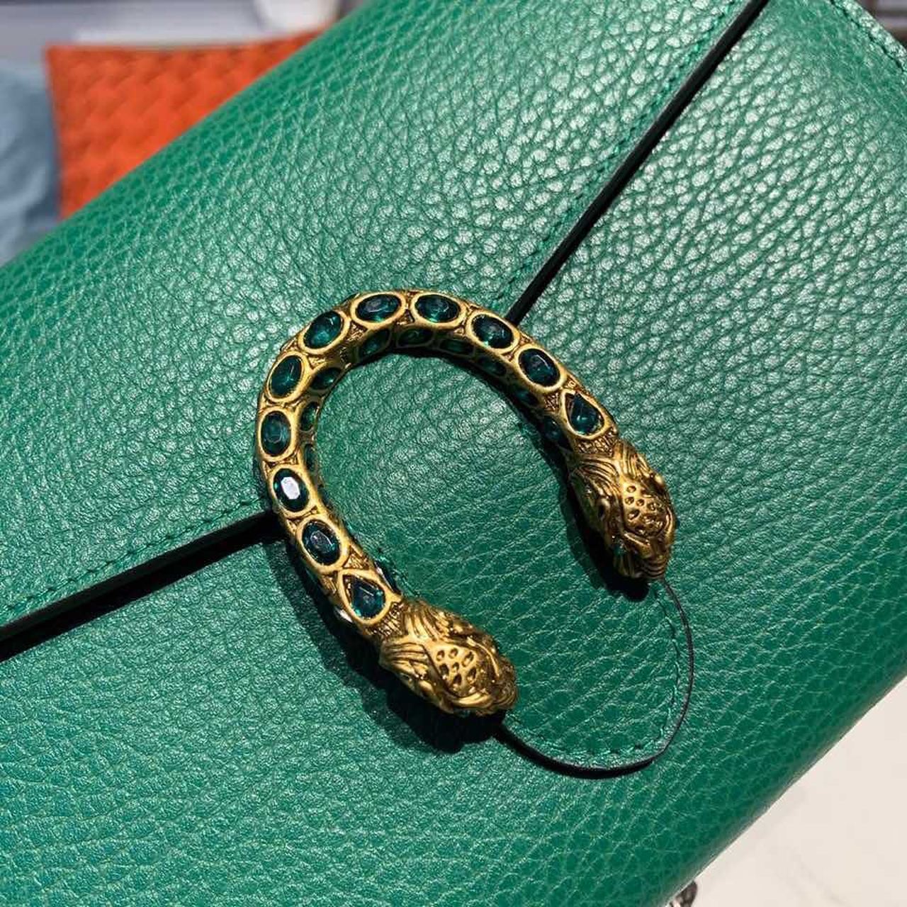 1:1 Replica Gucci Dionysus Mini Chain Bag Emerald Green Metal-Free Tanned For Women 8in/20cm GG 401231 CAOGX 3120 - Image 7