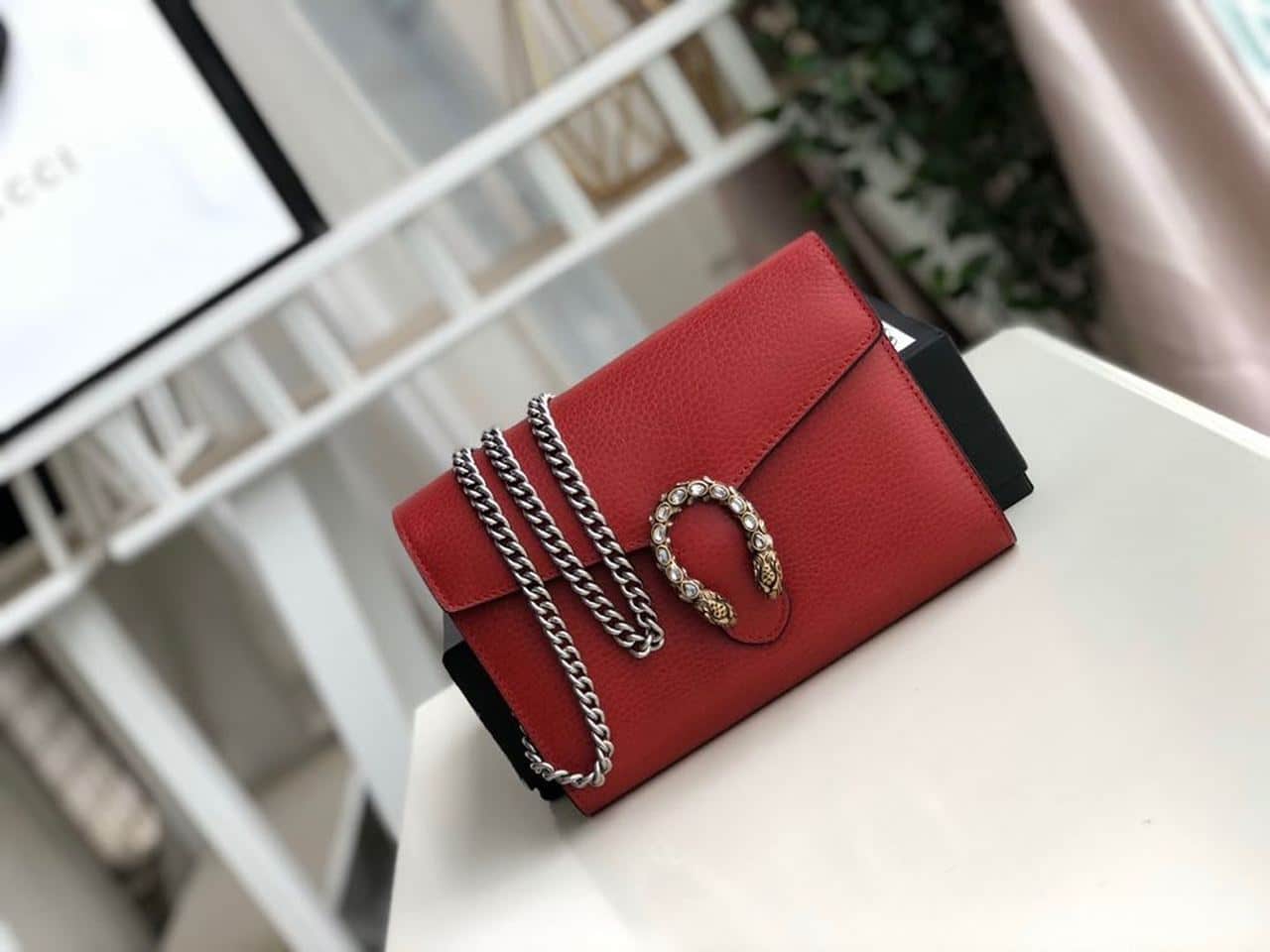 1:1 Replica Gucci Dionysus Mini Chain Bag Hibiscus Red Metal-Free Tanned For Women 8in/20cm GG 401231 CAOGX 8990 - Image 4