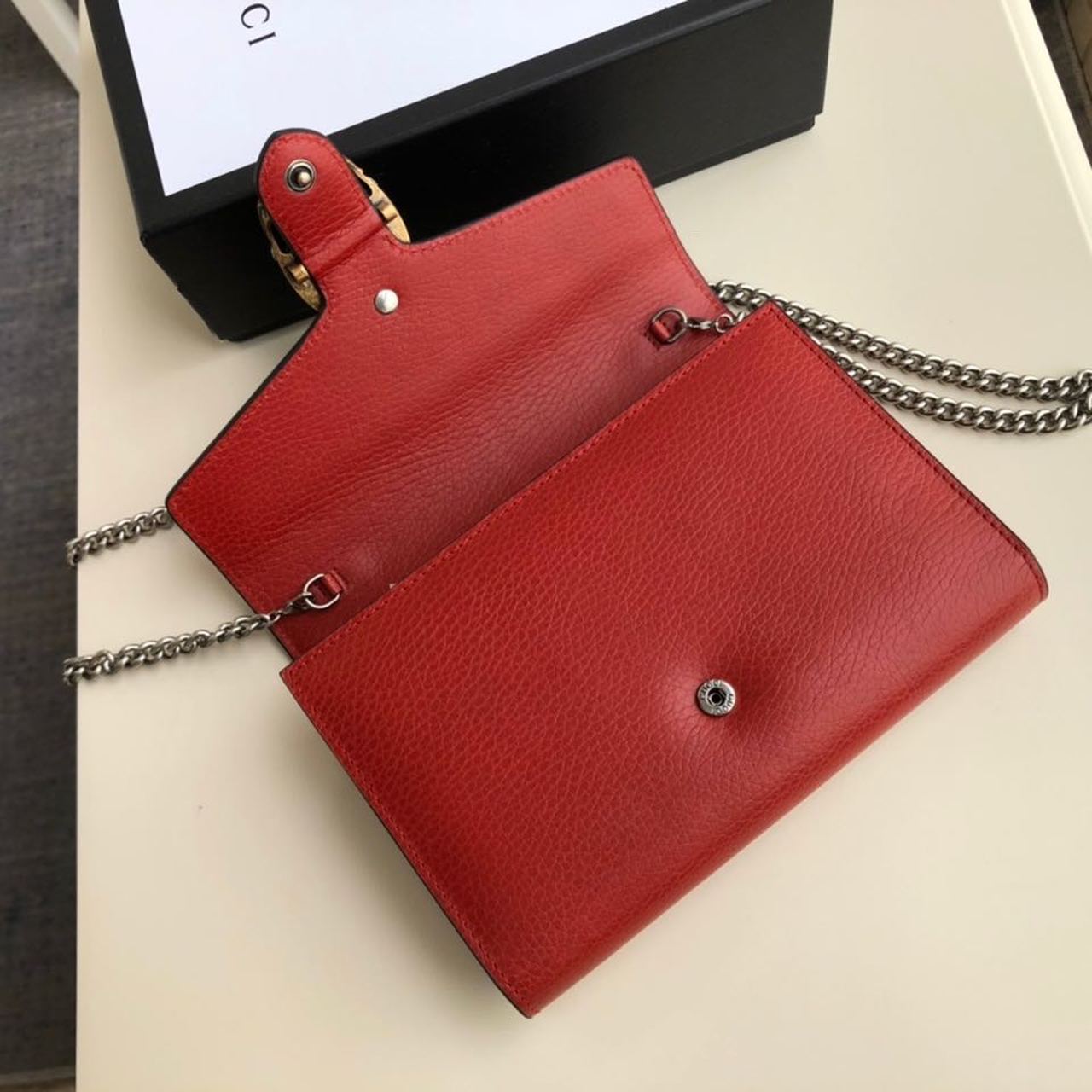 1:1 Replica Gucci Dionysus Mini Chain Bag Hibiscus Red Metal-Free Tanned For Women 8in/20cm GG 401231 CAOGX 8990 - Image 6