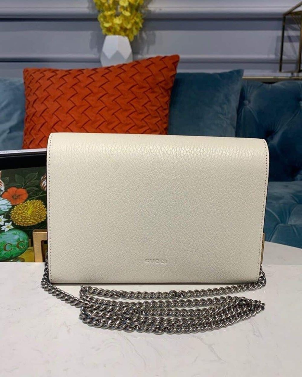 1:1 Replica Gucci Dionysus Mini Chain Bag White Metal-Free Tanned For Women 8in/20cm GG 401231 CAOGM 9174