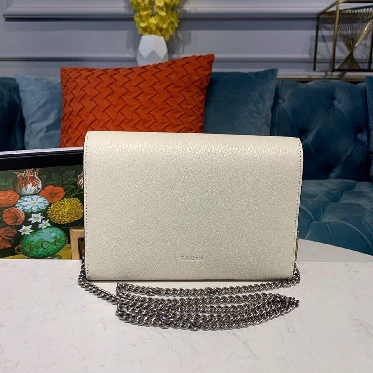 1:1 Replica Gucci Dionysus Mini Chain Bag White Metal-Free Tanned For Women 8in/20cm GG 401231 CAOGM 9174 - Image 4