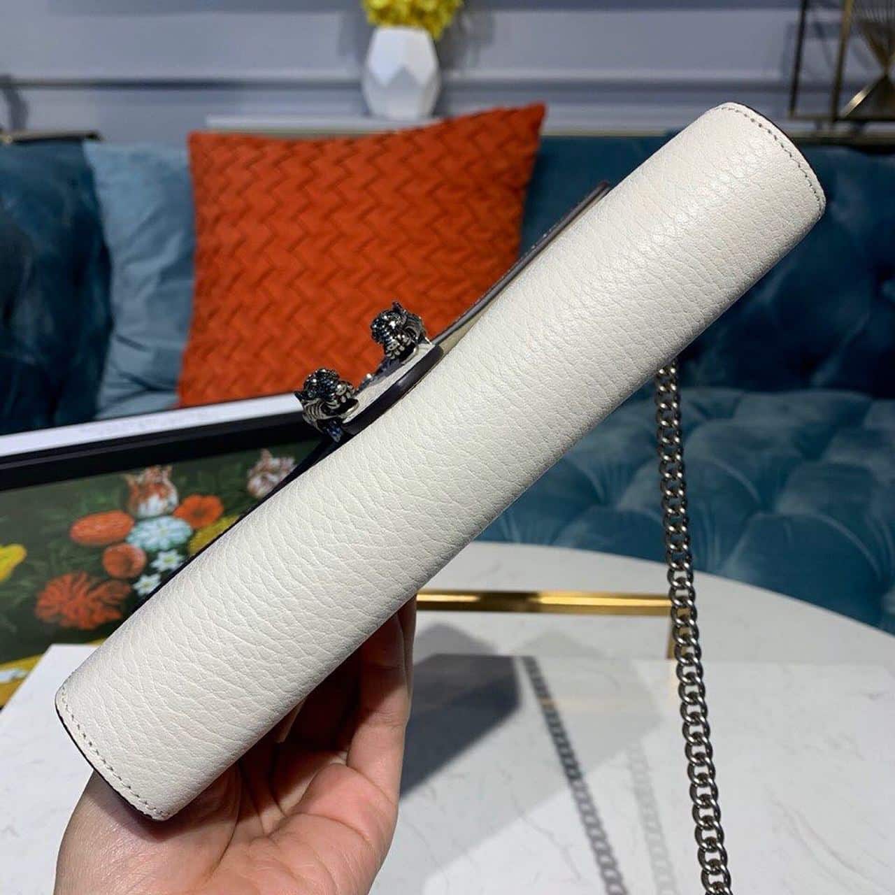 1:1 Replica Gucci Dionysus Mini Chain Bag White Metal-Free Tanned For Women 8in/20cm GG 401231 CAOGM 9174 - Image 5