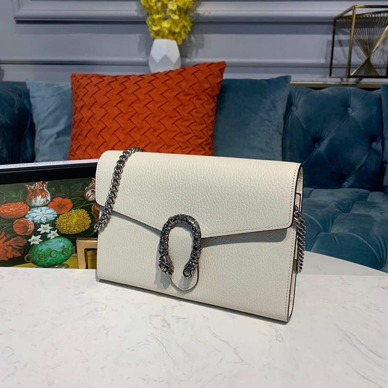 1:1 Replica Gucci Dionysus Mini Chain Bag White Metal-Free Tanned For Women 8in/20cm GG 401231 CAOGM 9174 - Image 3