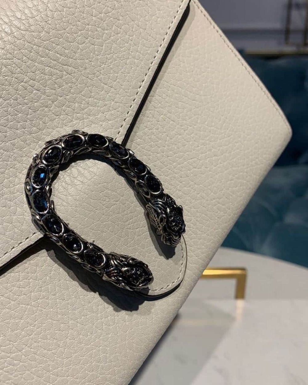 1:1 Replica Gucci Dionysus Mini Chain Bag White Metal-Free Tanned For Women 8in/20cm GG 401231 CAOGM 9174