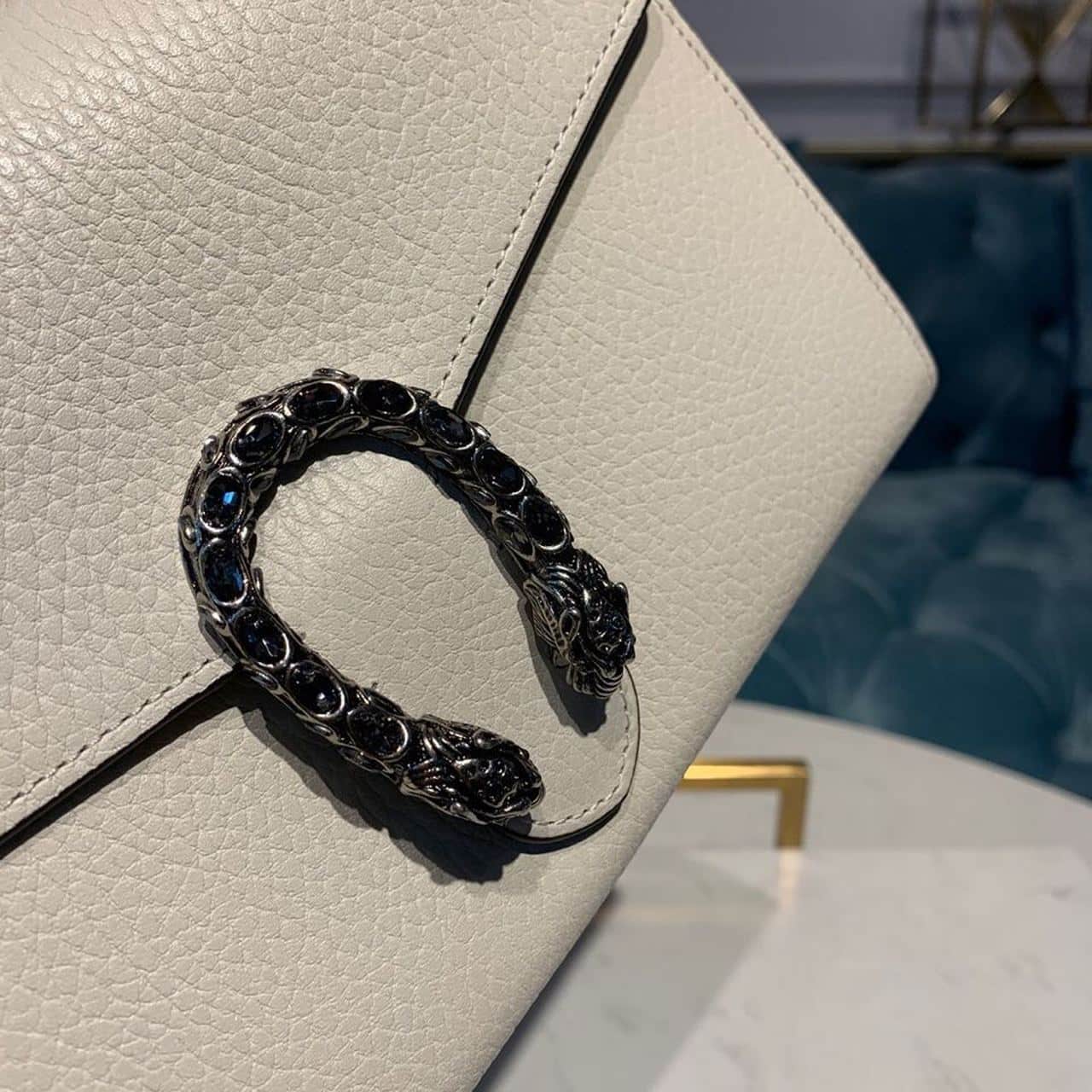 1:1 Replica Gucci Dionysus Mini Chain Bag White Metal-Free Tanned For Women 8in/20cm GG 401231 CAOGM 9174 - Image 7