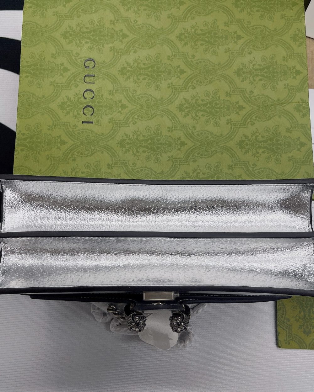 1:1 Replica Gucci Dionysus Small Shoulder Bag Silver For Women, Women's Bags 10in/26cm GG 499623 1TRBN 8173