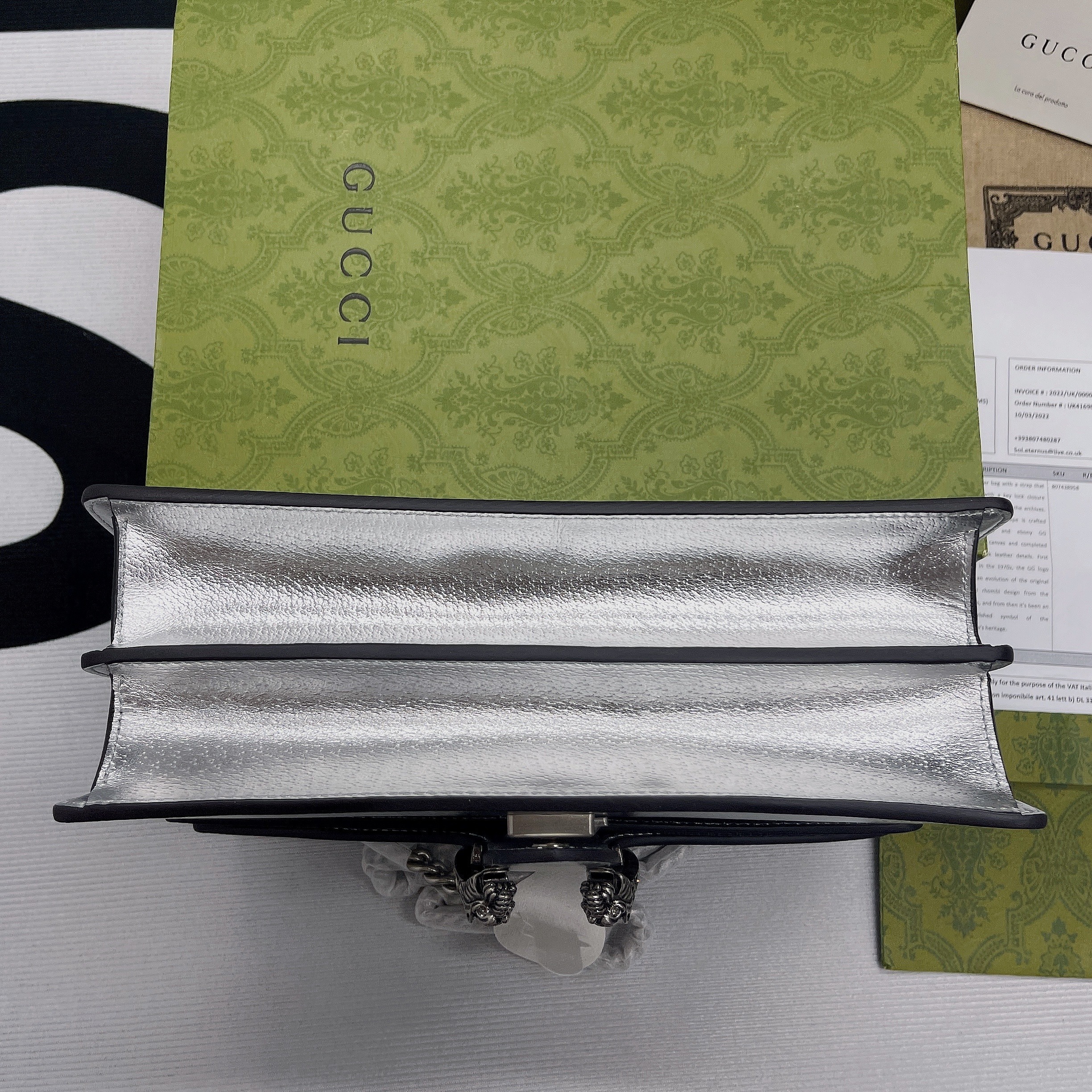 1:1 Replica Gucci Dionysus Small Shoulder Bag Silver For Women, Women's Bags 10in/26cm GG 499623 1TRBN 8173 - Image 14