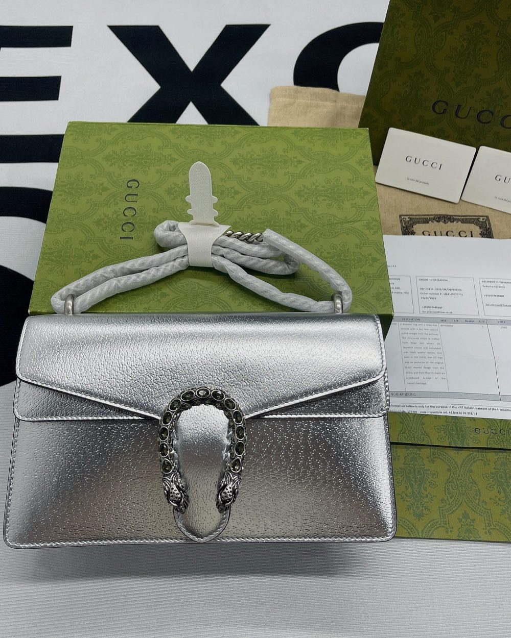 1:1 Replica Gucci Dionysus Small Shoulder Bag Silver For Women, Women's Bags 10in/26cm GG 499623 1TRBN 8173