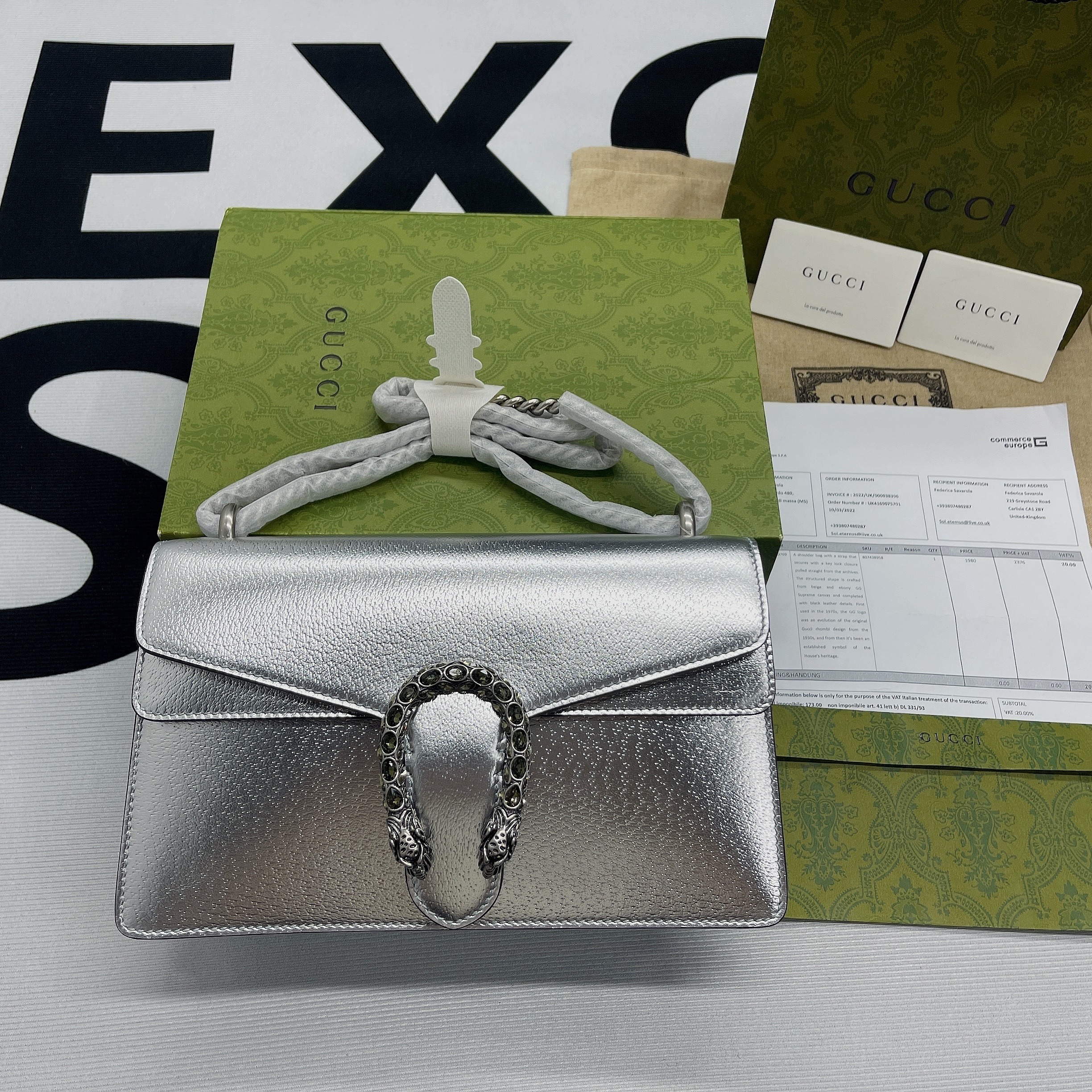 1:1 Replica Gucci Dionysus Small Shoulder Bag Silver For Women, Women's Bags 10in/26cm GG 499623 1TRBN 8173