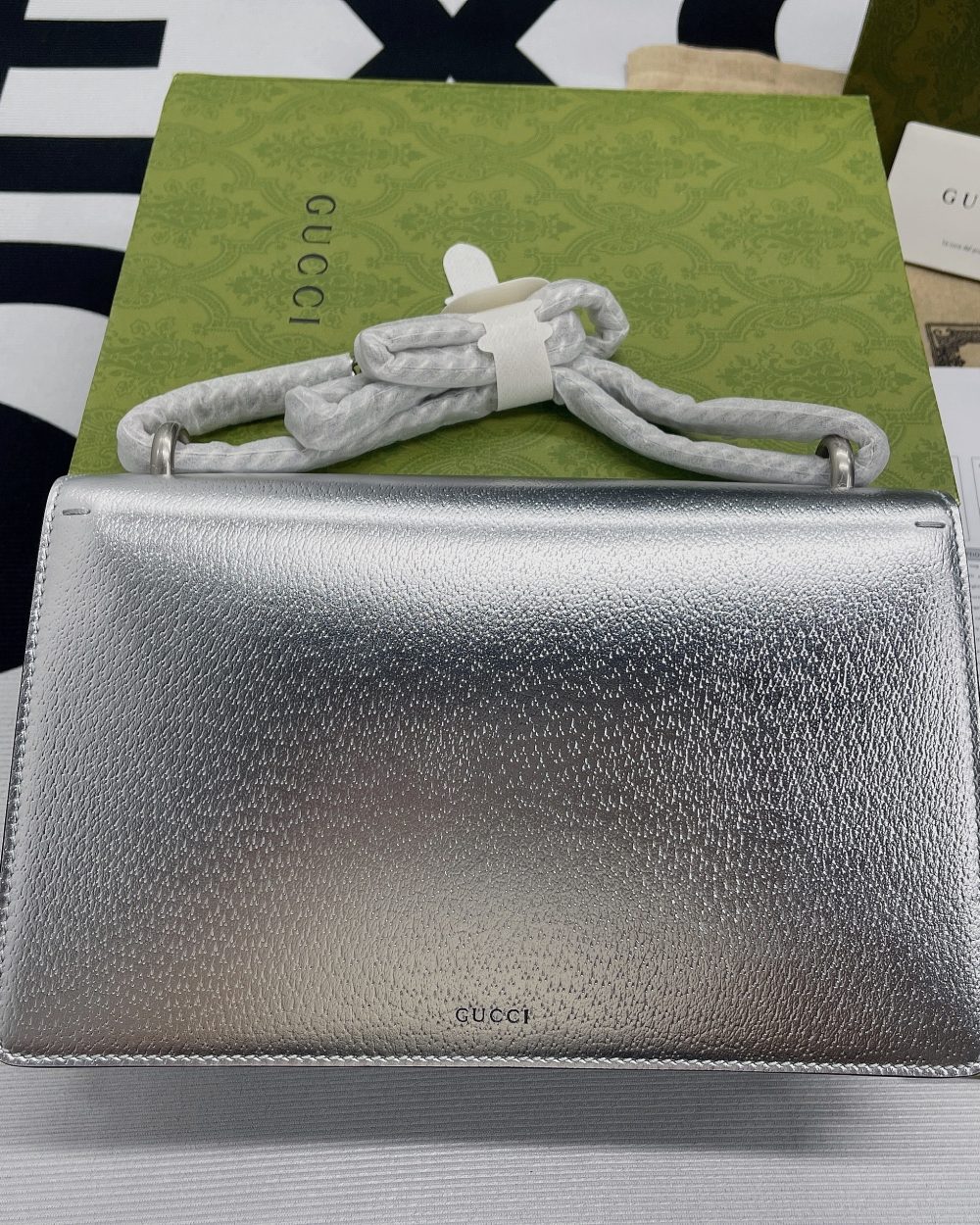 1:1 Replica Gucci Dionysus Small Shoulder Bag Silver For Women, Women's Bags 10in/26cm GG 499623 1TRBN 8173