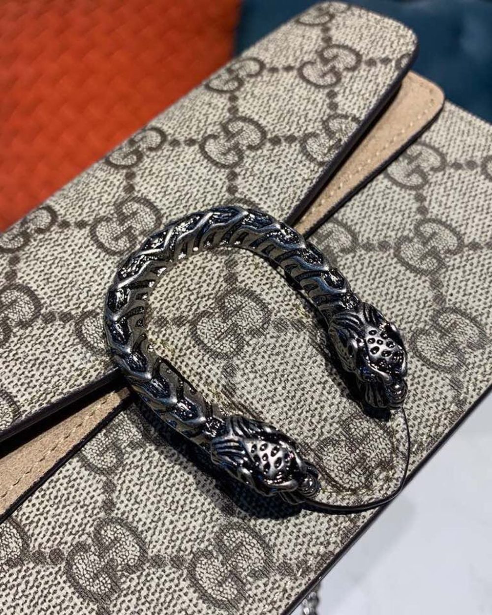 1:1 Replica Gucci Dionysus Super Mini Bag Emerald GG Supreme Canvas Made Using An Earth-Conscious Process With Taupe Detail For Women 6.5in/16.5cm GG 476432 KHNRN 8642