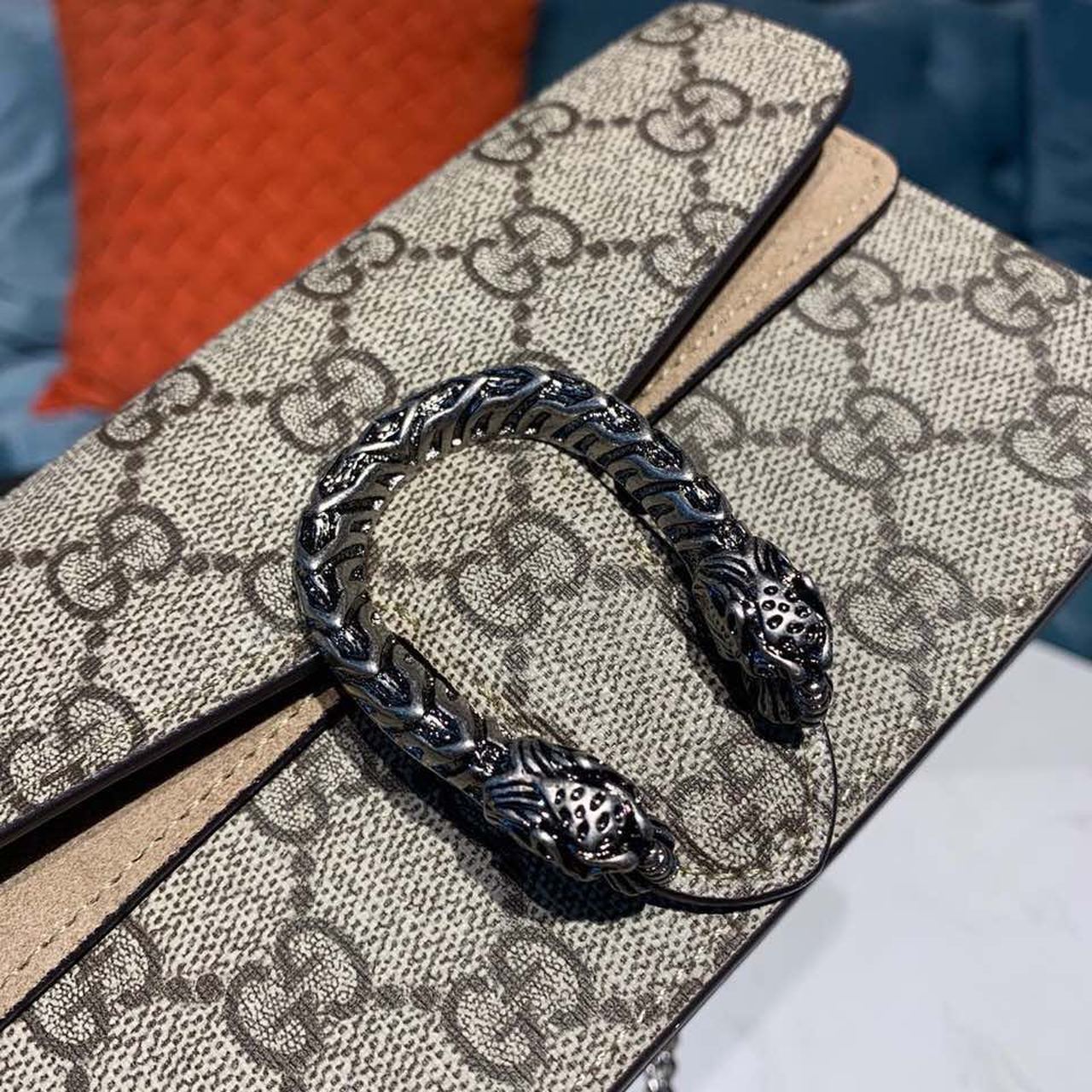 1:1 Replica Gucci Dionysus Super Mini Bag Emerald GG Supreme Canvas Made Using An Earth-Conscious Process With Taupe Detail For Women 6.5in/16.5cm GG 476432 KHNRN 8642 - Image 7