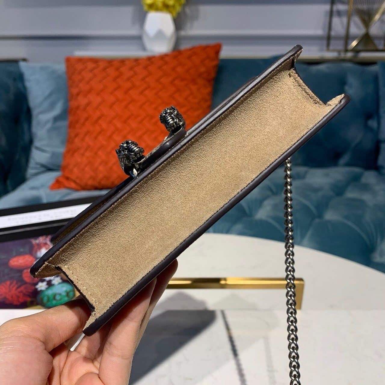 1:1 Replica Gucci Dionysus Super Mini Bag Emerald GG Supreme Canvas Made Using An Earth-Conscious Process With Taupe Detail For Women 6.5in/16.5cm GG 476432 KHNRN 8642 - Image 6