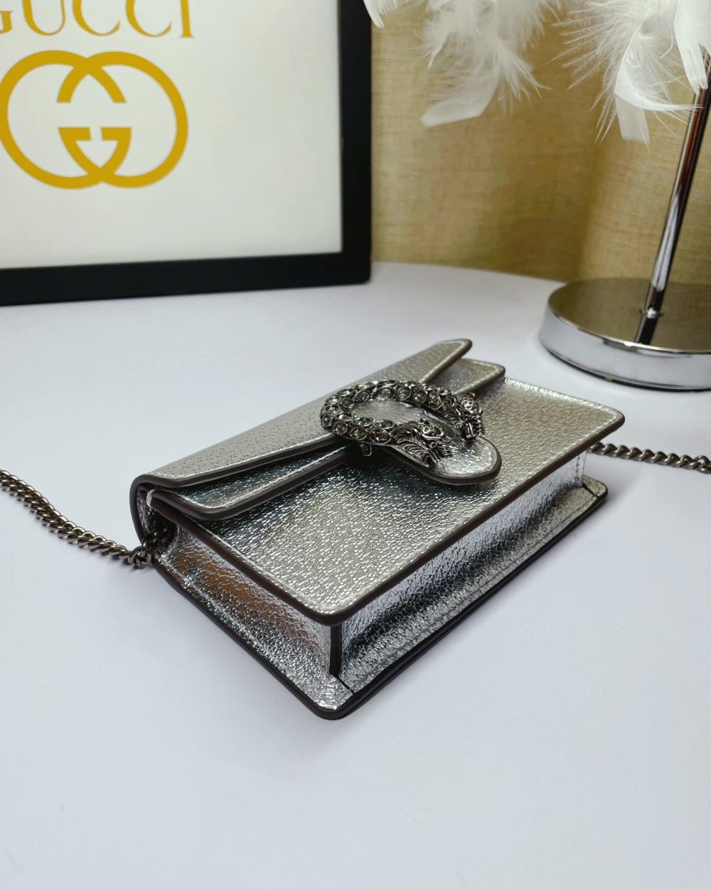 1:1 Replica Gucci Dionysus Super Mini Bag Silver For Women, Women's Bags 6.5in/17cm GG 476432 1TRBN 8173