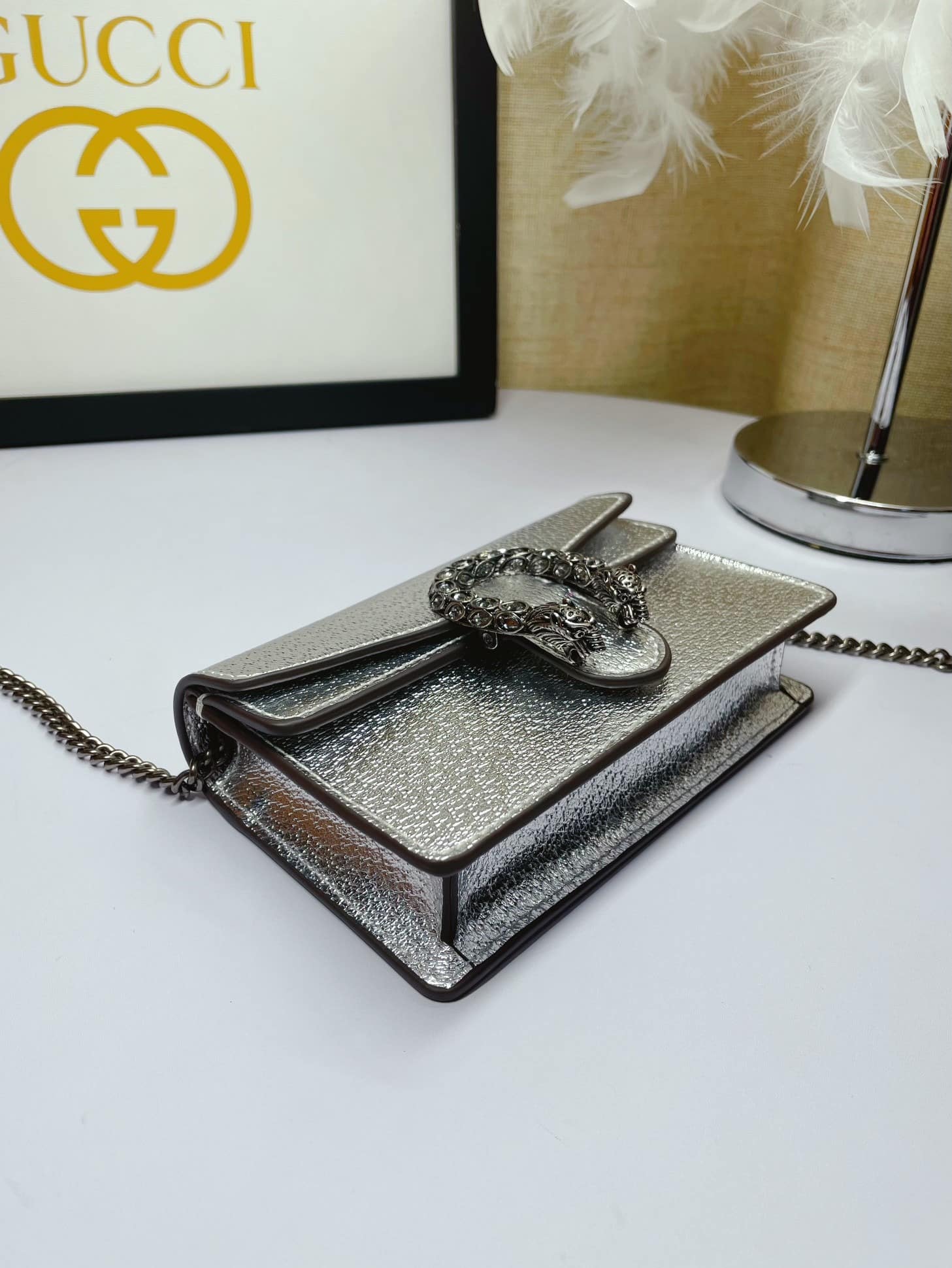 1:1 Replica Gucci Dionysus Super Mini Bag Silver For Women, Women's Bags 6.5in/17cm GG 476432 1TRBN 8173 - Image 4