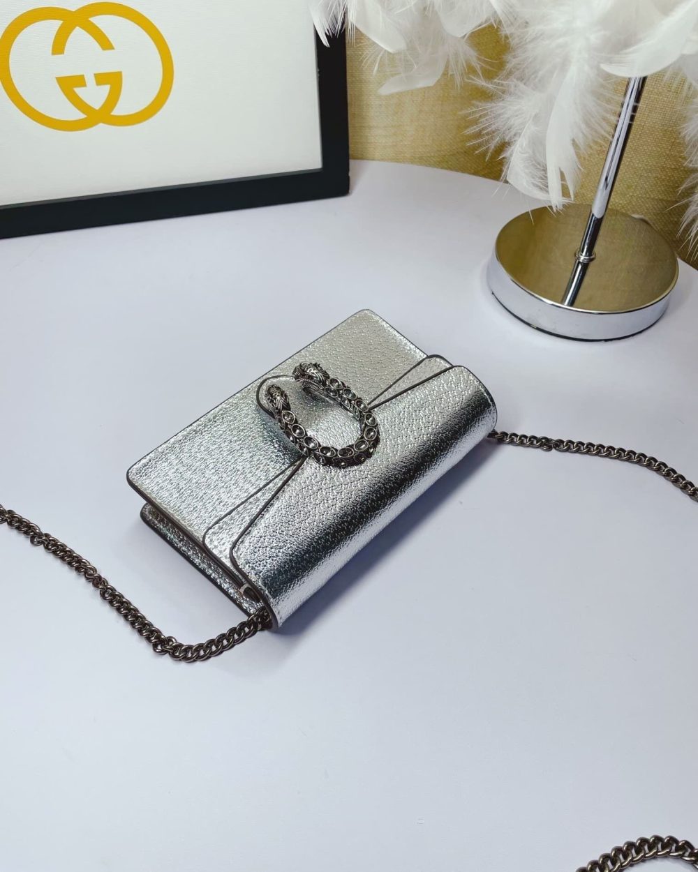 1:1 Replica Gucci Dionysus Super Mini Bag Silver For Women, Women's Bags 6.5in/17cm GG 476432 1TRBN 8173