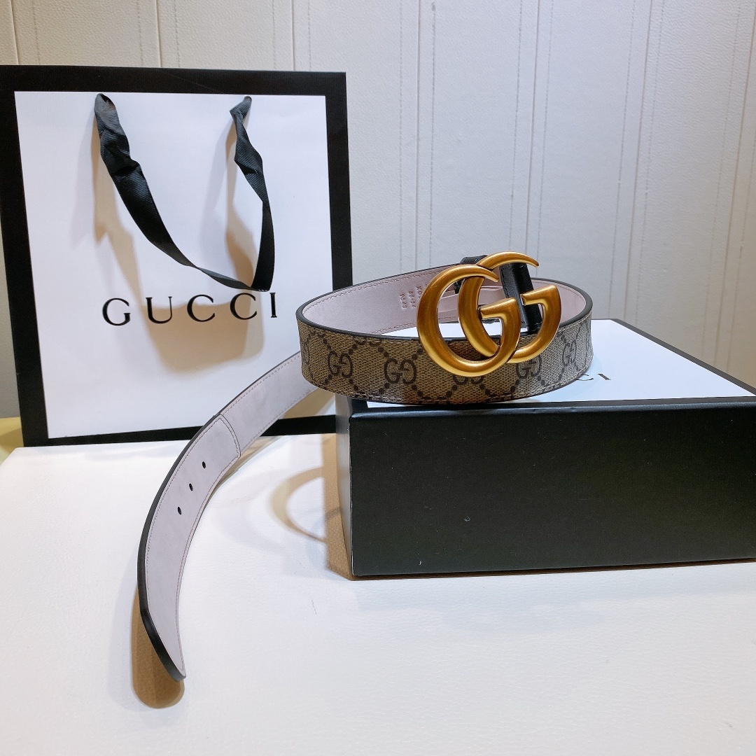 1:1 Replica Gucci GG Belt With Double G Buckle Beige/Black, Women Belt 625839 92TLT 9769 - Image 5