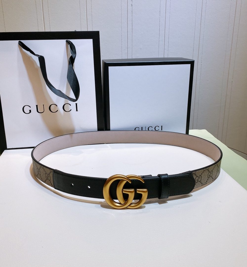 1:1 Replica Gucci GG Belt With Double G Buckle Beige/Black, Women Belt ‎‎625839 92TLT 9769