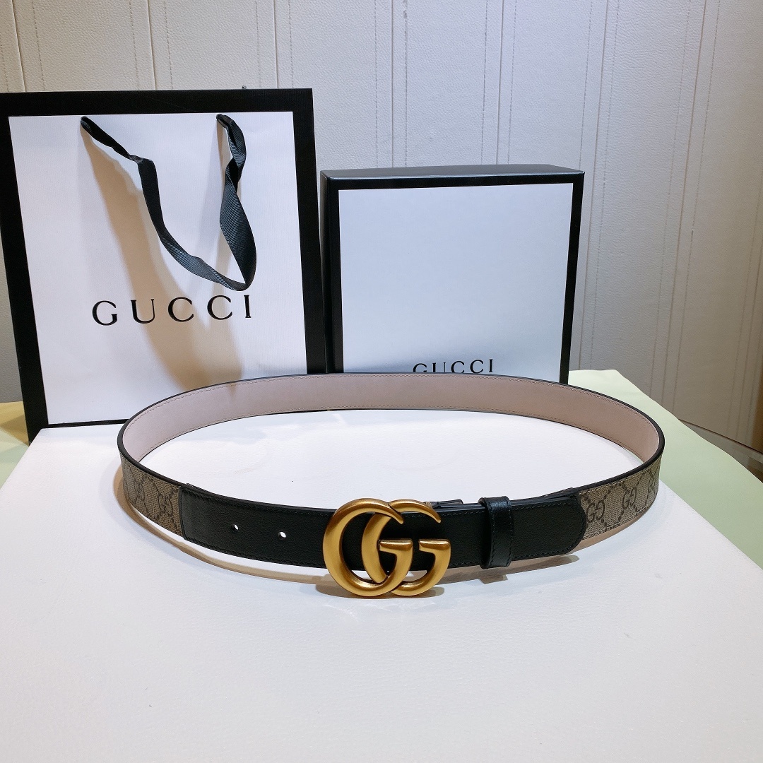 1:1 Replica Gucci GG Belt With Double G Buckle Beige/Black, Women Belt 625839 92TLT 9769