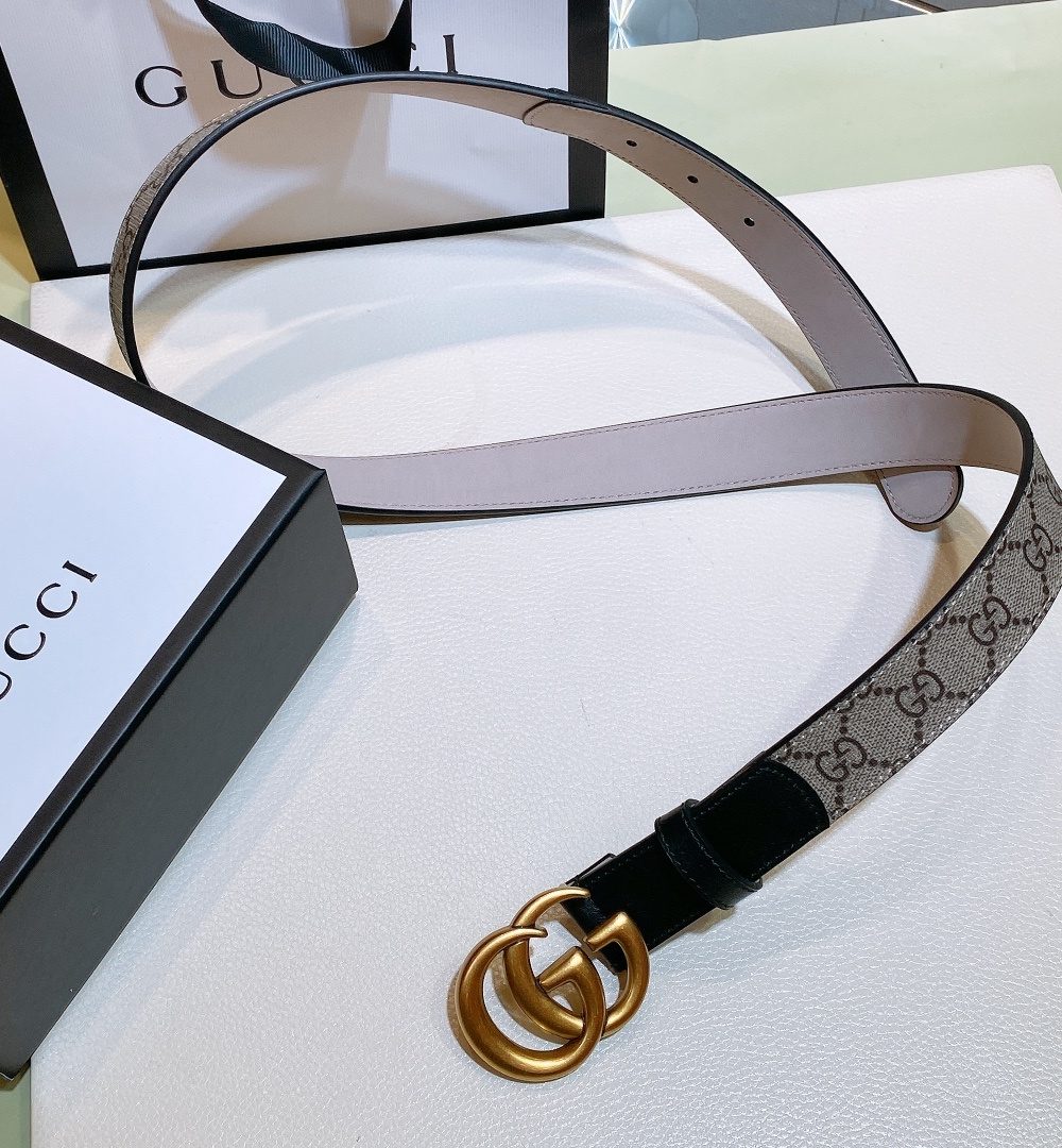 1:1 Replica Gucci GG Belt With Double G Buckle Beige/Black, Women Belt ‎‎625839 92TLT 9769