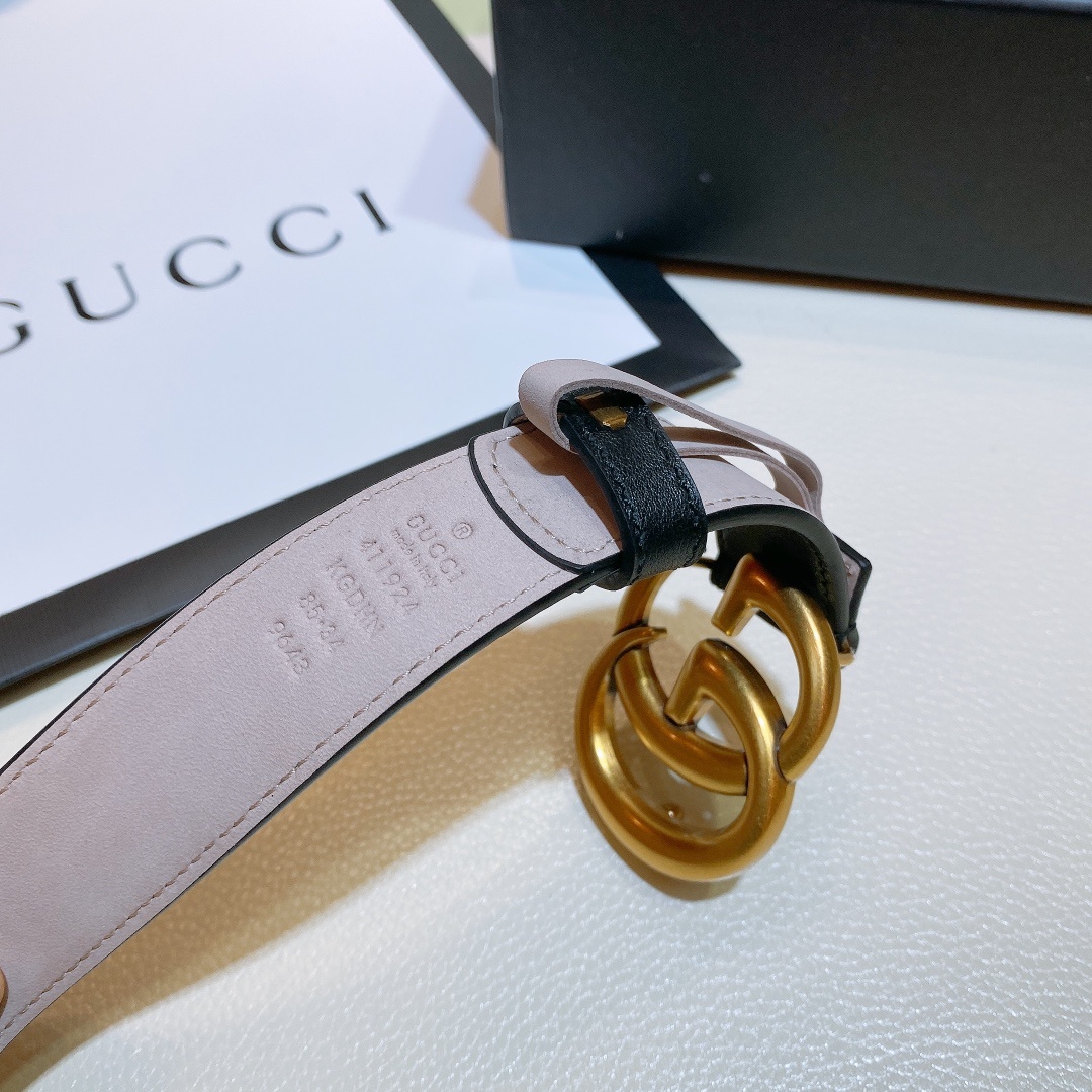 1:1 Replica Gucci GG Belt With Double G Buckle Beige/Black, Women Belt 625839 92TLT 9769 - Image 6