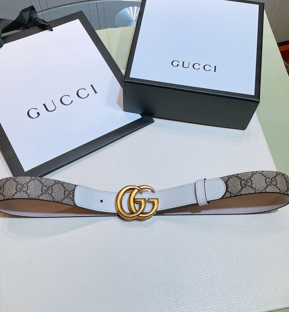 1:1 Replica Gucci GG Belt With Double G Buckle Beige/White, Women Belt ‎625839 92TLC 9761