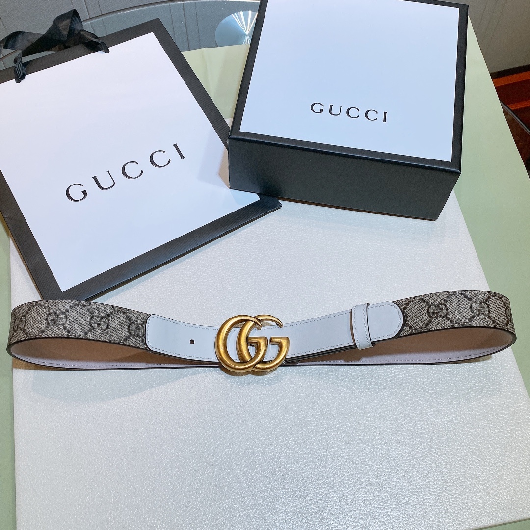 1:1 Replica Gucci GG Belt With Double G Buckle Beige/White, Women Belt 625839 92TLC 9761 - Image 3