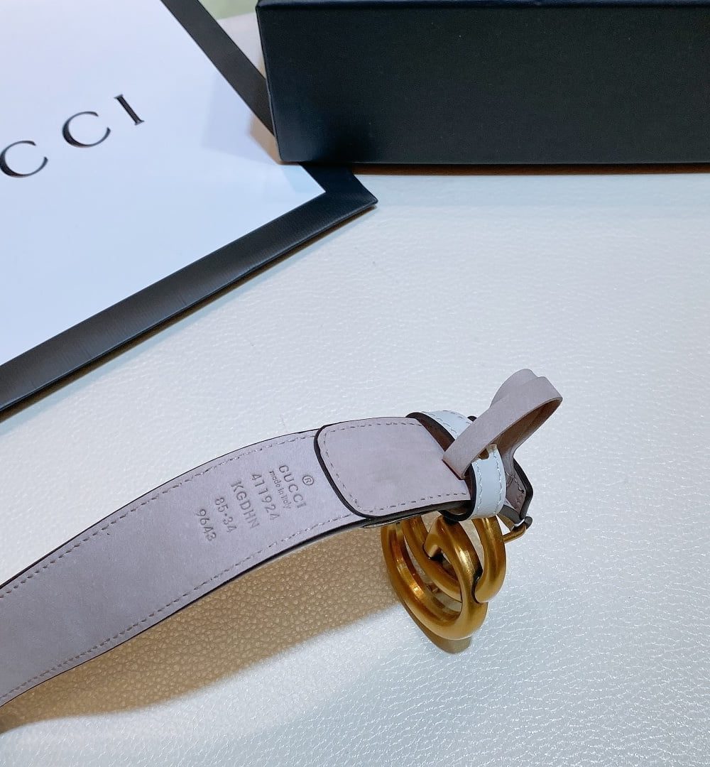 1:1 Replica Gucci GG Belt With Double G Buckle Beige/White, Women Belt ‎625839 92TLC 9761